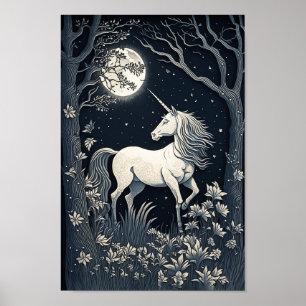 Superbe affiche mystique de licorne