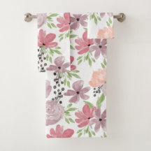 Superbe aquarelle Florale Impression Mauve Lilac