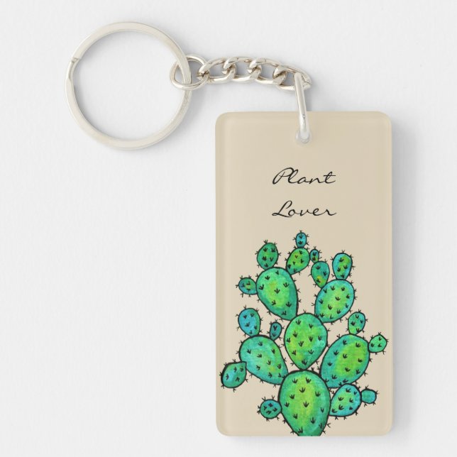 Superbe aquarelle prickly Cactus (Devant)