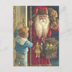 Superbe carte postale de Noël Père Noël victorienn