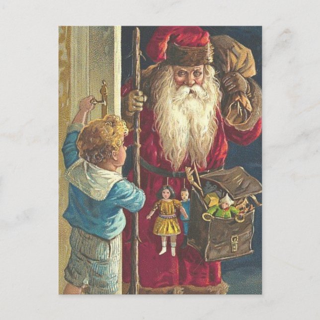 Superbe carte postale de Noël Père Noël victorienn (Devant)