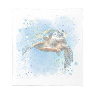 Superbe conception de tortue de mer sur bloc-notes