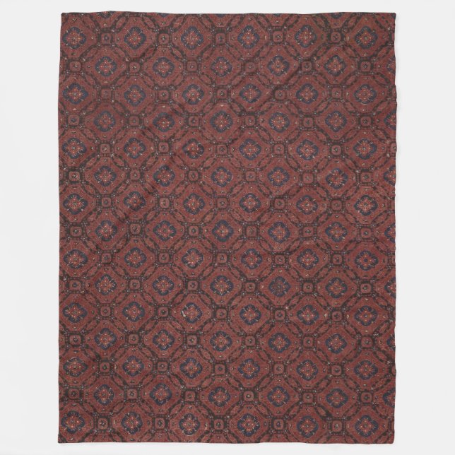 Superbe couverture en polaire Batik rouge et bleu (Devant)