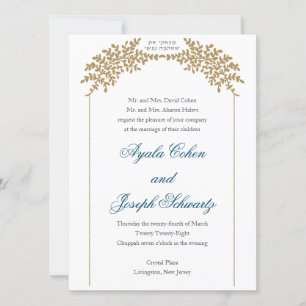 Superbe Faire-part de mariage juive de Chuppah