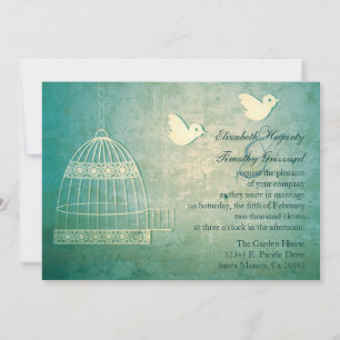 Superbe Faire-part de mariage Turquoise Birdcage