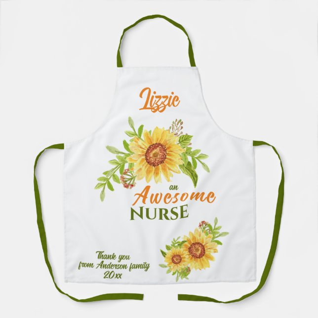 Superbe Nurse Floral Sunflower tablier (Recto)