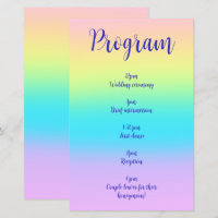 Superbe Pastel Rainbow Gradient Wedding Programme