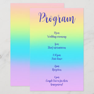 Superbe Pastel Rainbow Gradient Wedding Programme