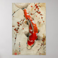 Superbe Poster Nishikigoi Koi Poisson Poisson