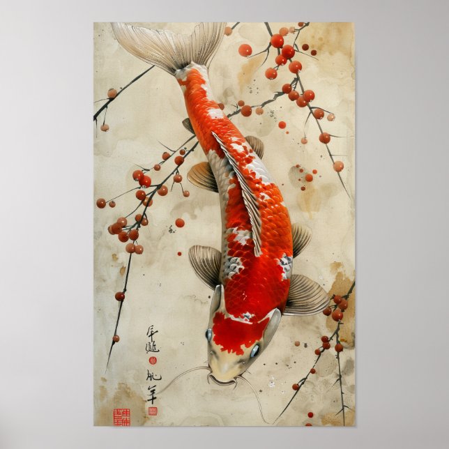 Superbe Poster Nishikigoi Koi Poisson Poisson (Devant)