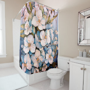 Superbe rideau de douche fleuri