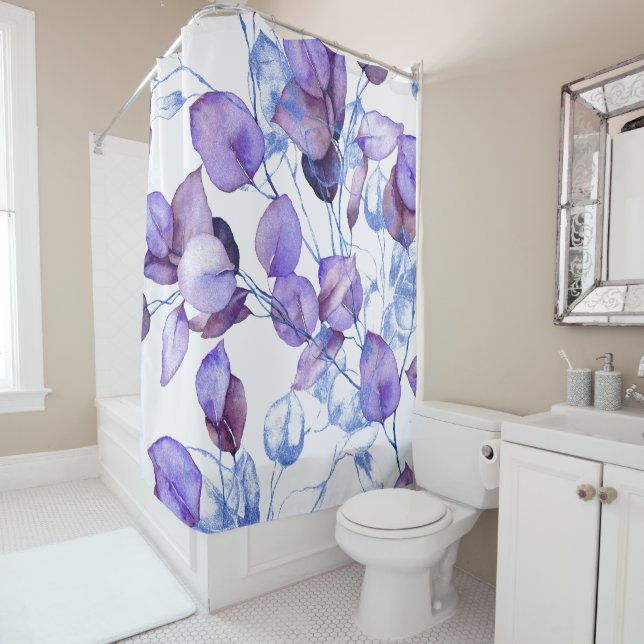 Superbe rideau de douche fleuri (En situation)