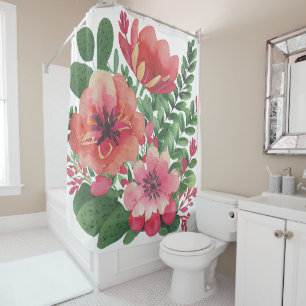 Superbe rideau de douche fleuri