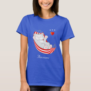 Superbe T-Shirt avec un chat mignon dans un hamac