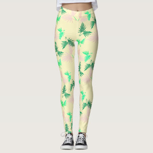 Superbes Leggings Tropicaux à Motif de Feuille de 