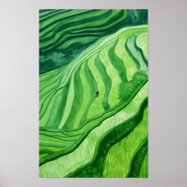 Superbes Terrasses de riz Peinture Poster