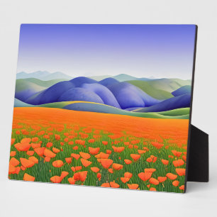 Superblumen Surreal Poppies Landschaftstabletop Fotoplatte