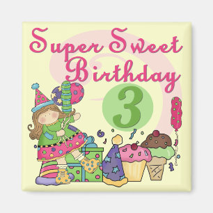 Superbonbon-3. Geburtstags-T-Shirts und Geschenke Magnet