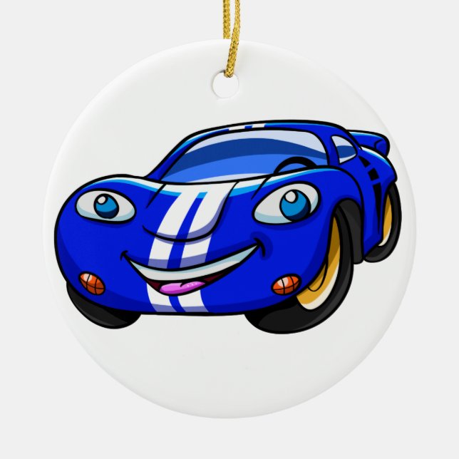 Supercar blue race Cartoons|Wählen Sie eine andere Keramik Ornament (Vorne)