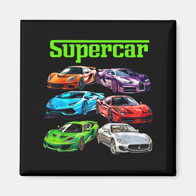 Supercar Cool Car Guy Srts Racing Fan Graphic Men  Magnet (Vorne)