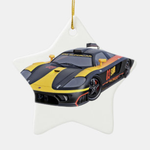 Supercar im Schwarzen und im Gelb Keramik Ornament
