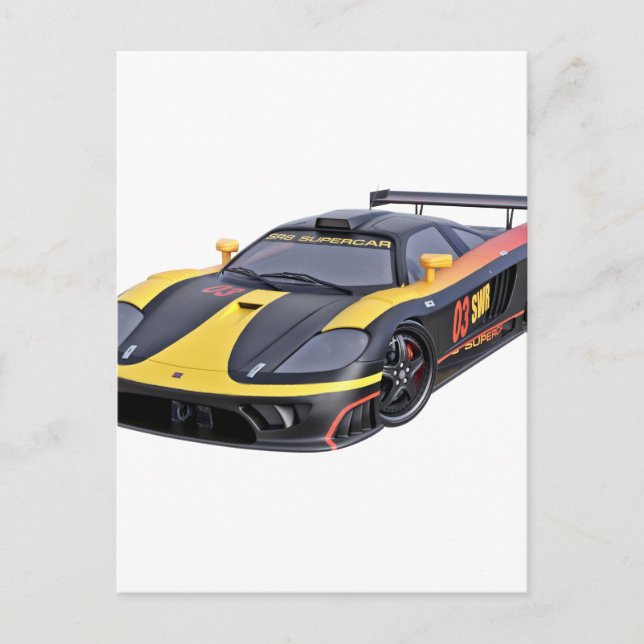 Supercar in Schwarz und Gelb Postkarte (Vorderseite)
