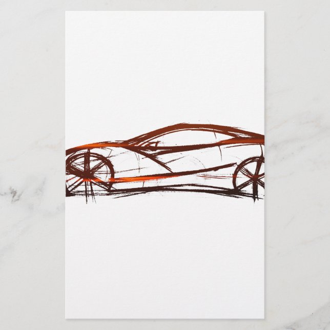 Supercar-Skizze Briefpapier (Vorderseite)