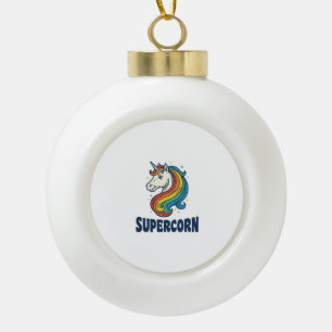 Supercorn Einhorn Vintage Gravur T-Shirt Design Keramik Kugel-Ornament