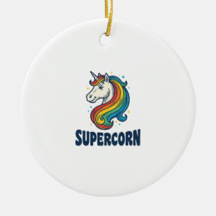 Supercorn Einhorn Vintage Gravur T-Shirt Design Keramik Ornament