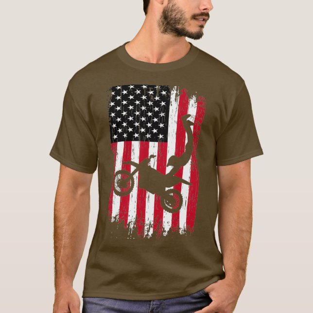 Supercross Freestyle Motocross American Flag T-Shirt (Vorderseite)