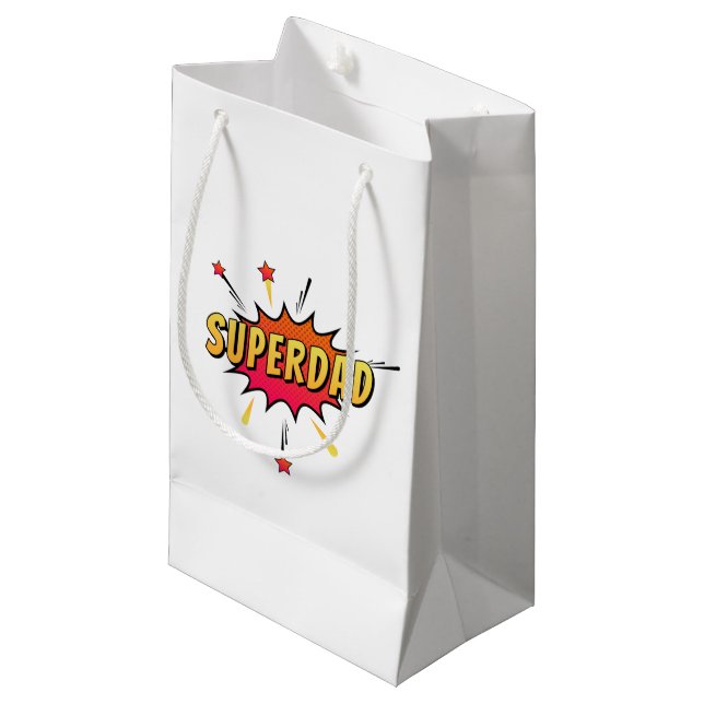 Superdad Comic Retro Pop Art| Geschenktasche Kleine Geschenktüte (Vorderseite Schrägansicht)