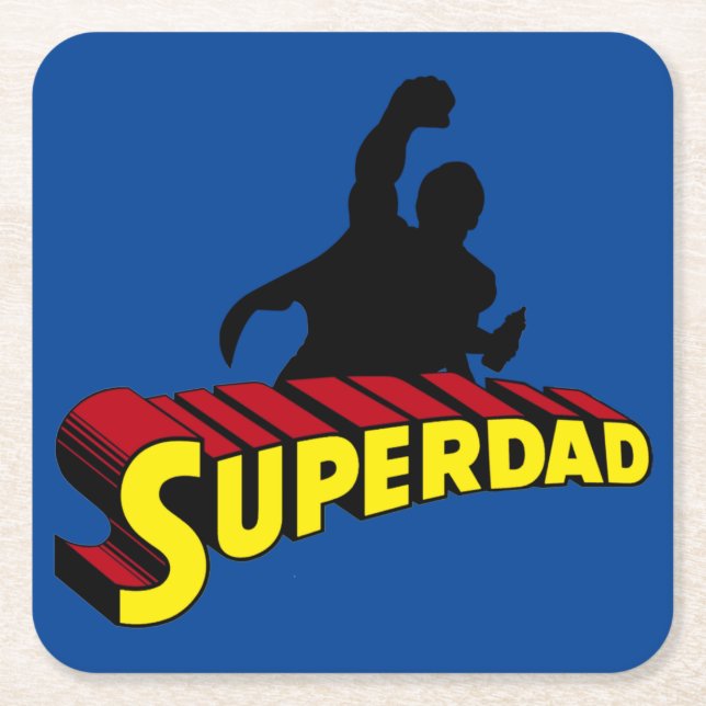 Superdad Rechteckiger Pappuntersetzer (Vorderseite)