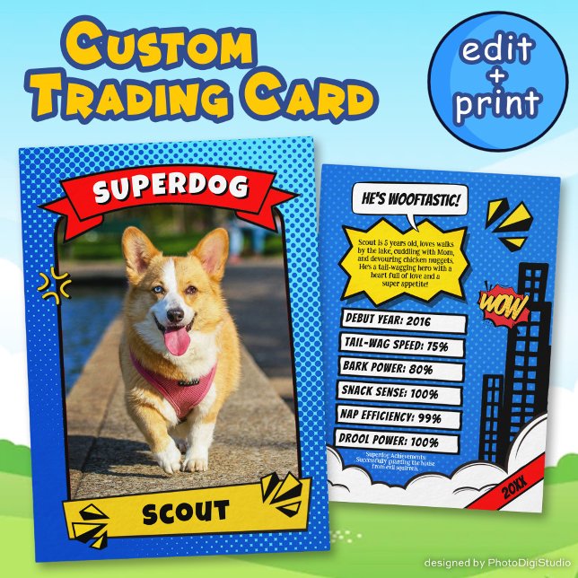 Superdog Comic Trading Card Funny Custom Dog Cards Telefonnummerkarte (Superdog Comic Trading Card Funny Custom Dog Cards)