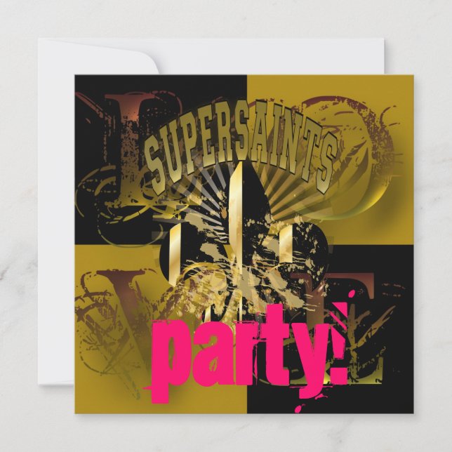 Supererheiligen Party, Lilie/Schwarz + Gold Einladung (Vorderseite)