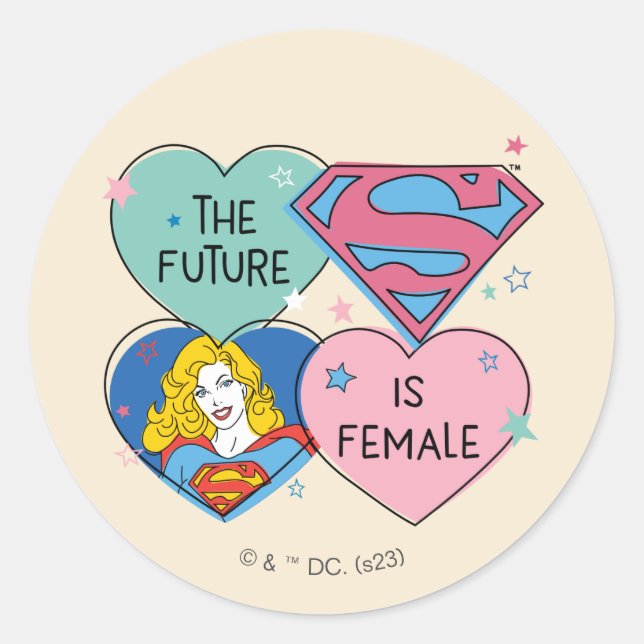 Supergirl aus dieser Welt Retro Grafik Runder Aufkleber (Vorderseite)