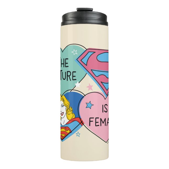 Supergirl aus dieser Welt Retro Grafik Thermosbecher (Vorderseite)