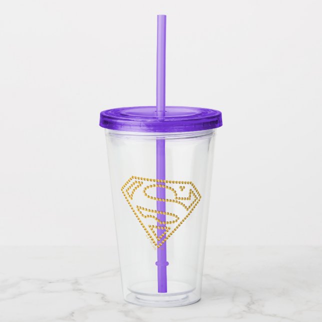 Supergirl bestickt S-Shield Acryltrinkbecher (Vorderseite)