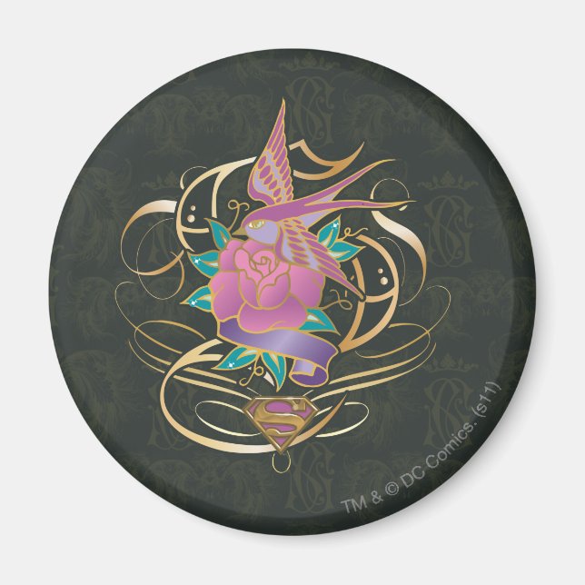 Supergirl Bird und Blume Magnet (Vorne)