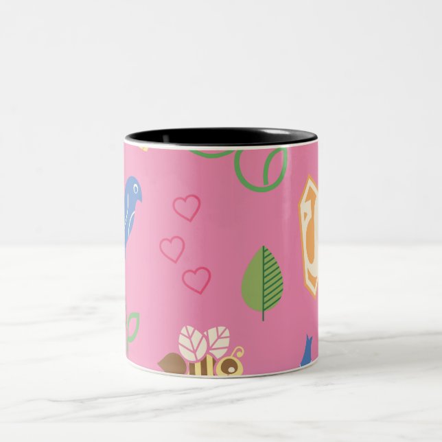 Supergirl Birds & Bees Pink Zweifarbige Tasse (Mittel)