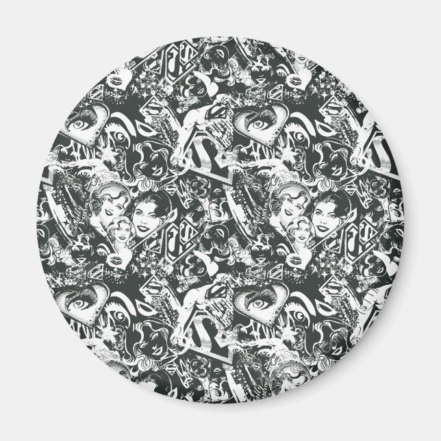 Supergirl Black and White Collage Magnet (Vorne)