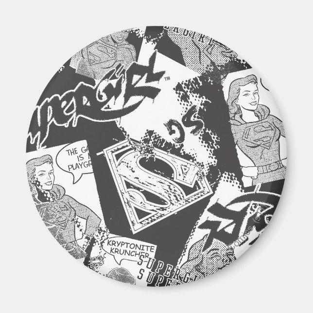 Supergirl Black and White Collage Magnet (Vorne)