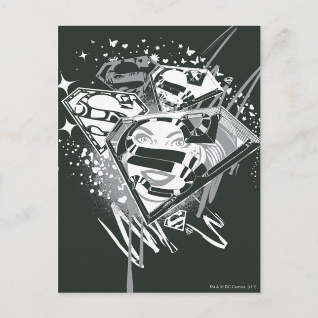 Supergirl Black and White Postkarte (Vorderseite)