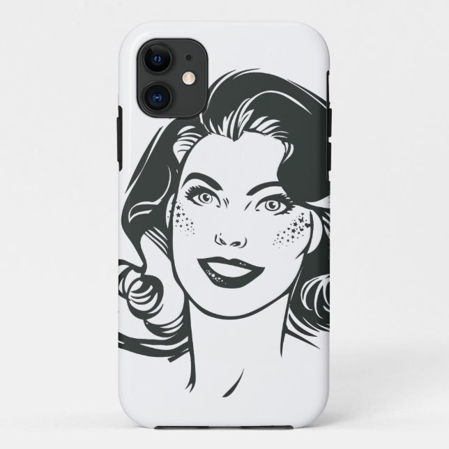 Supergirl Black and White Zeichn 2 Case-Mate iPhone Hülle (Rückseite)