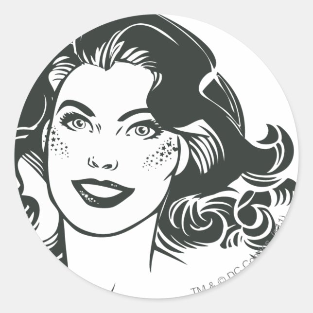 Supergirl Black and White Zeichn 2 Runder Aufkleber (Vorderseite)