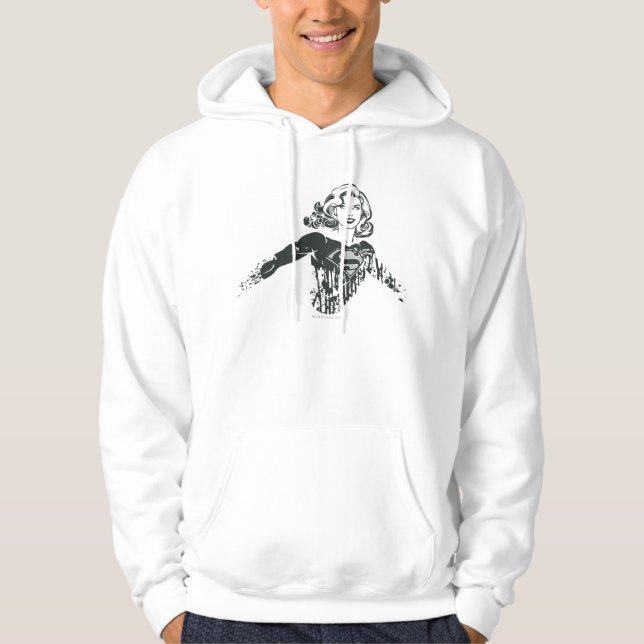 Supergirl Black and White Zeichnend 1 Hoodie (Vorderseite)