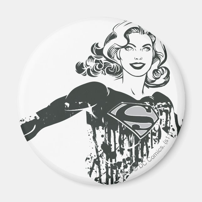Supergirl Black and White Zeichnend 1 Magnet (Vorne)