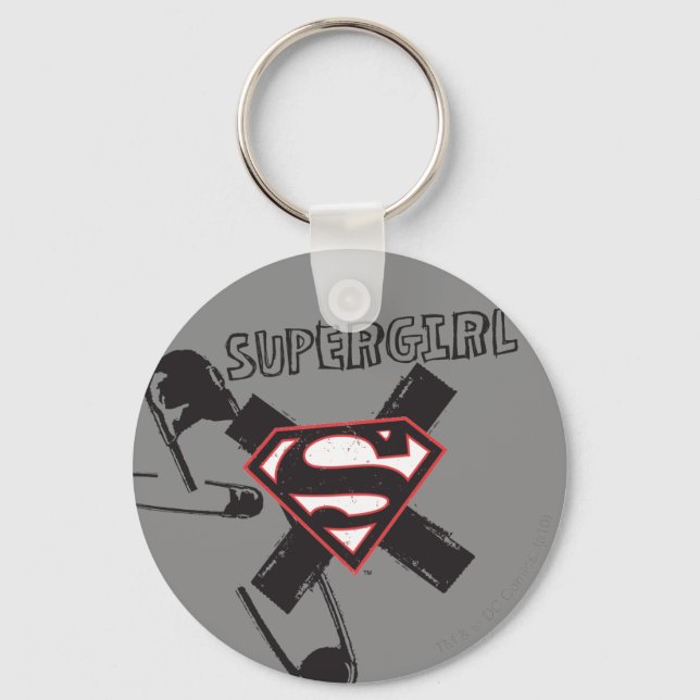 Supergirl Black Safety Buttone Schlüsselanhänger (Vorderseite)