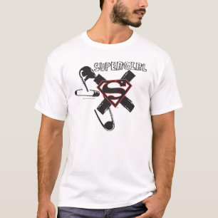 Supergirl Black Safety Buttone T-Shirt