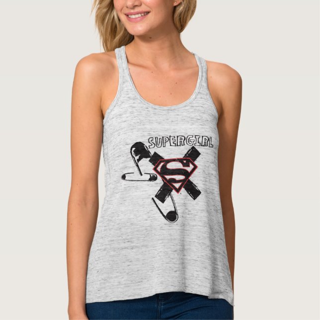 Supergirl Black Safety Buttone Tank Top (Vorderseite)