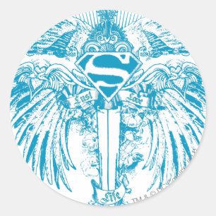 Supergirl Blue Wings Runder Aufkleber